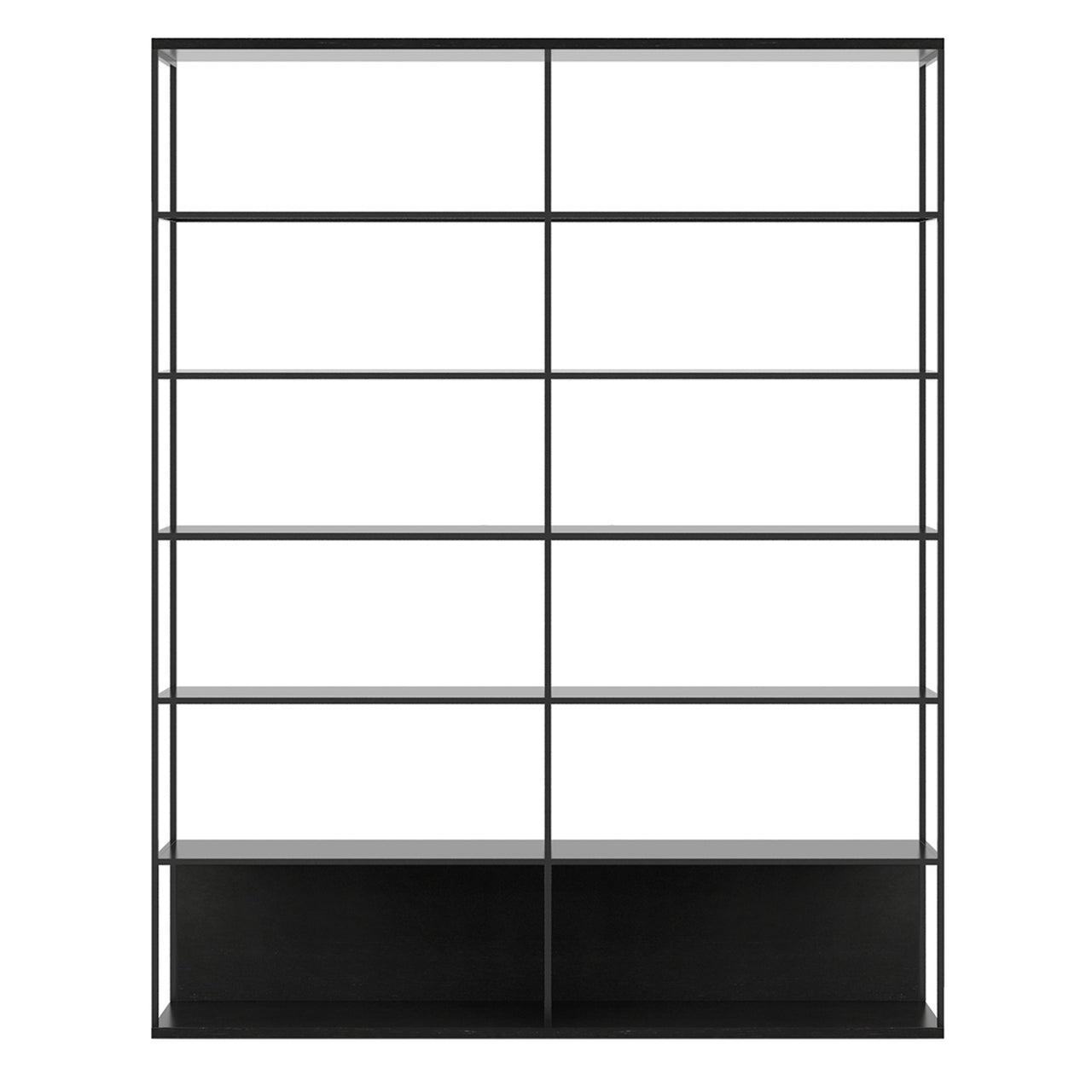 Literatura Open Shelf: Composition 3 + High + Ebony Stained Oak + Black + Without Glider Shelf