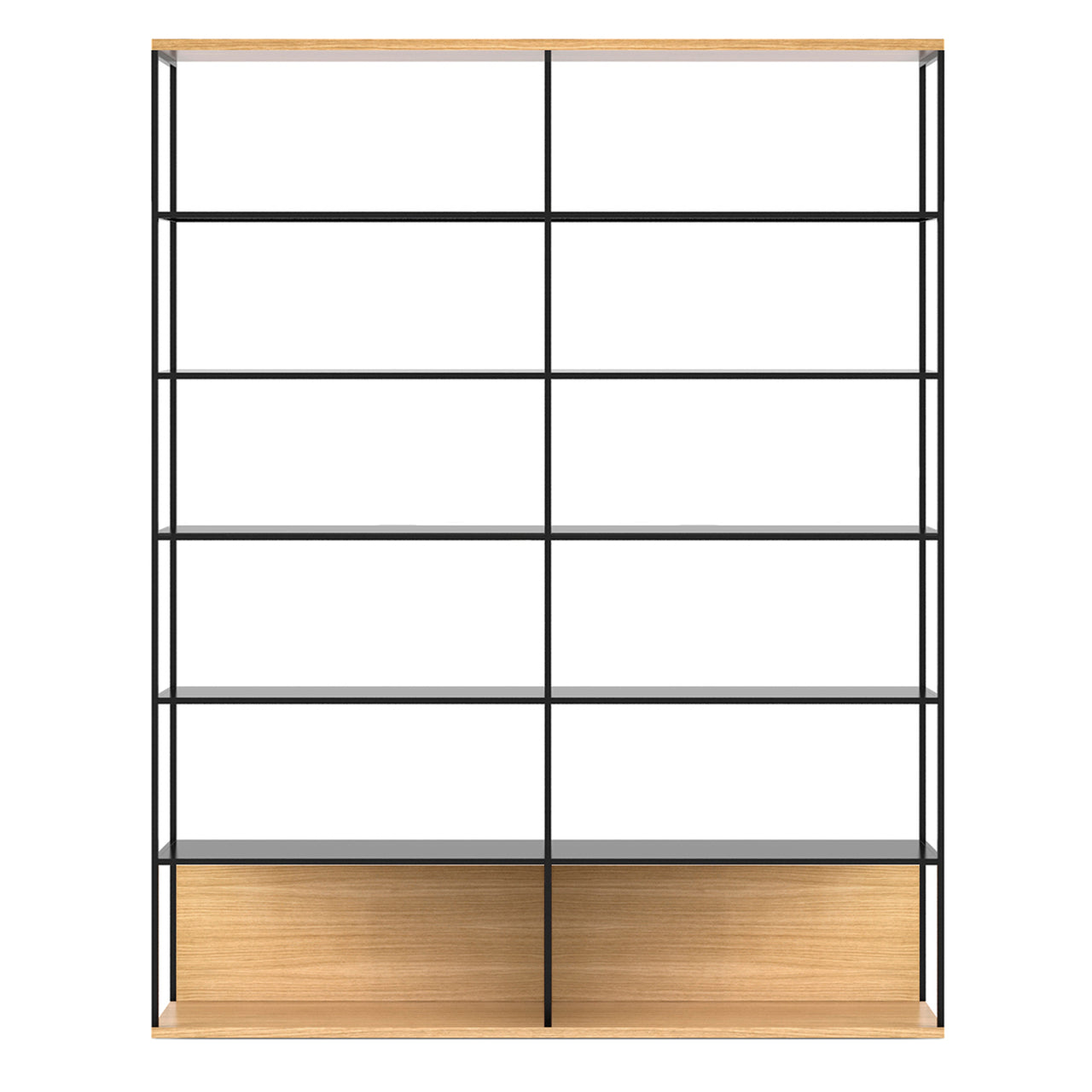 Literatura Open Shelf: Composition 3 + High + Whitened Oak + Black + Without Glider Shelf