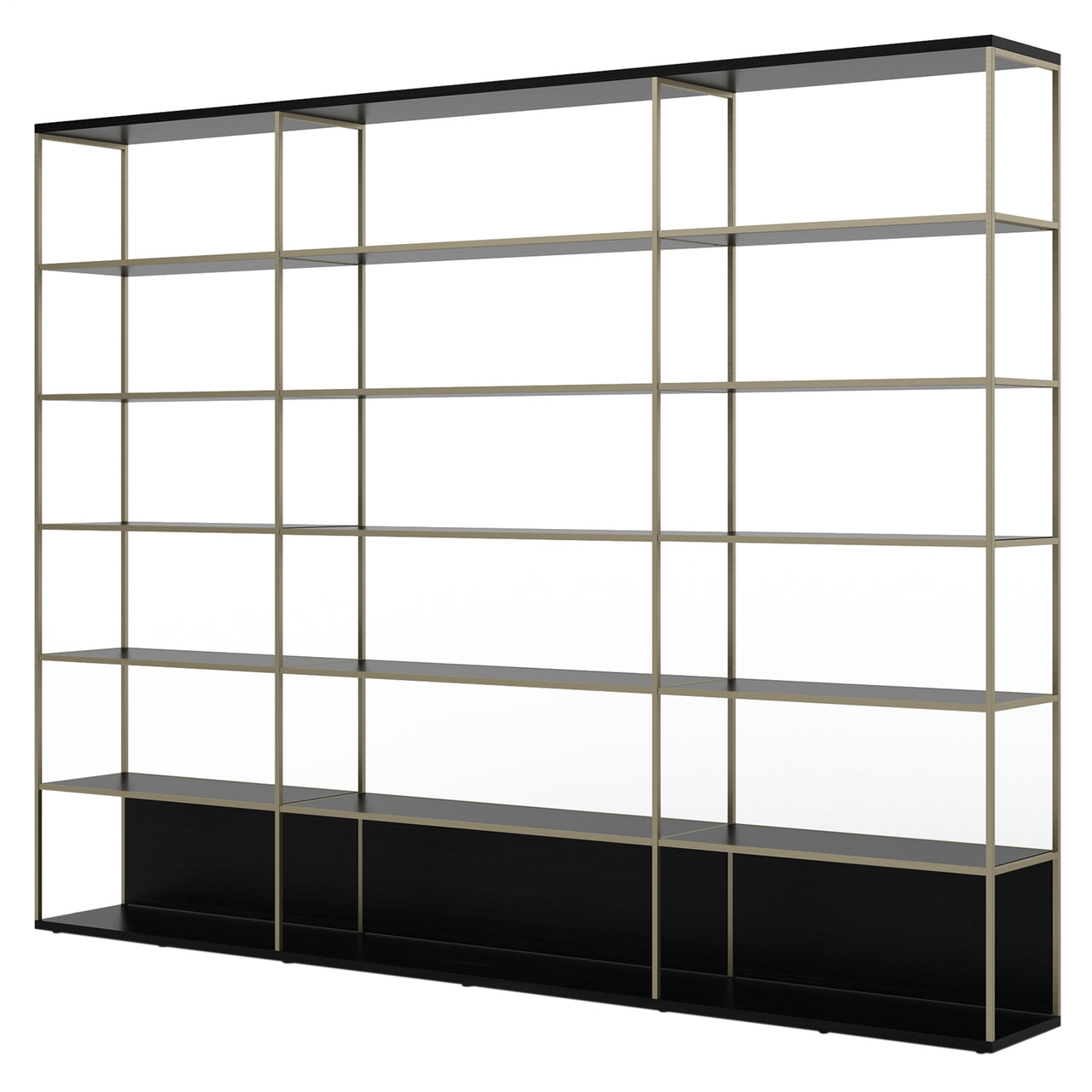 Literatura Selection Shelf: Composition 6 + High + Ebony Stained Oak + Bronze + Without Glider Shelf
