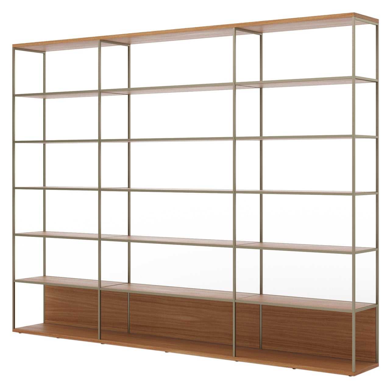 Literatura Selection Shelf: Composition 6 + High + Super-Matt Oak + Bronze + Without Glider Shelf