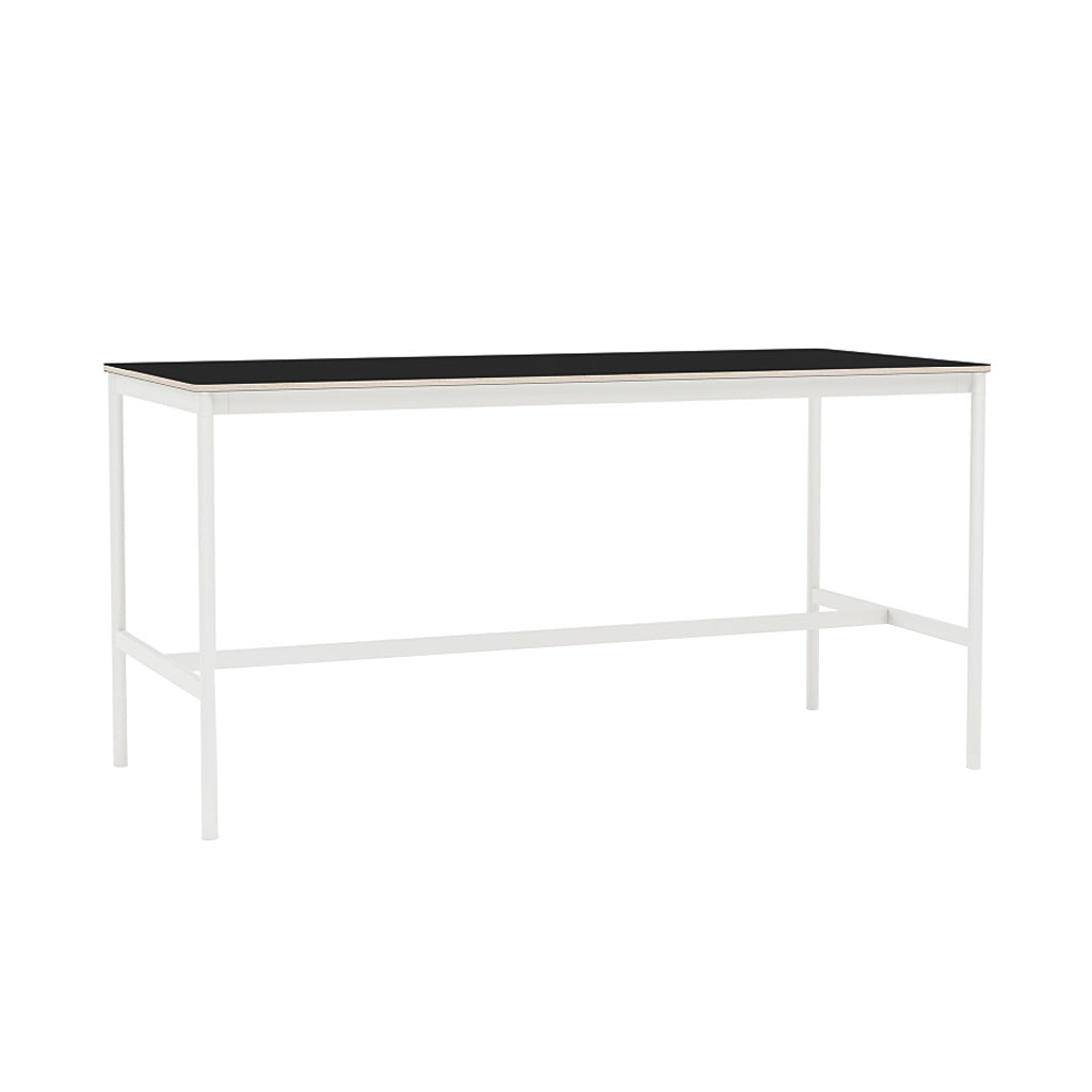 Base High Table: 190 + Low + Wide + Black + White Laminate + Plywood Edge