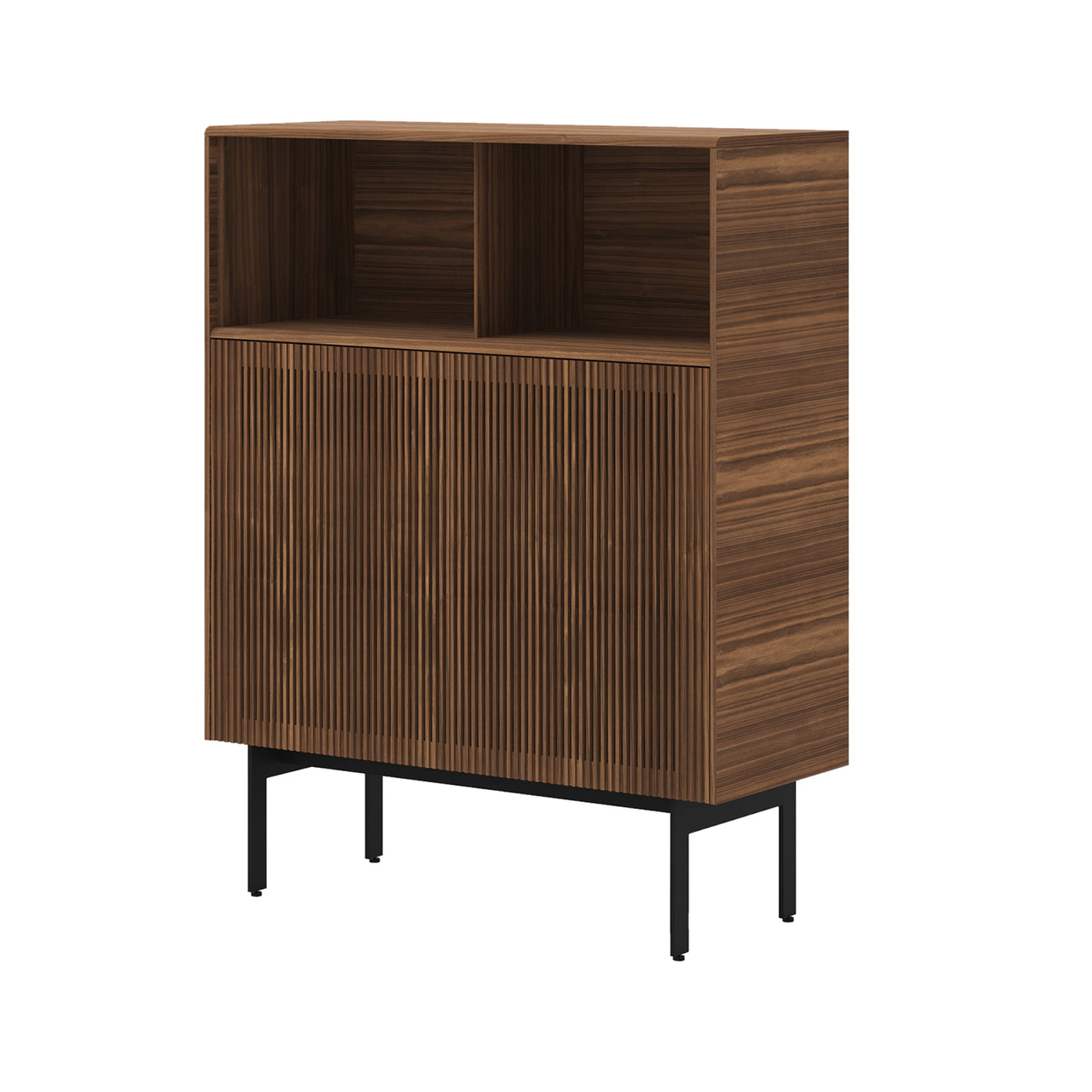 Malmö Cupboard: Composition 1 + Walnut Stained Walnut + Black