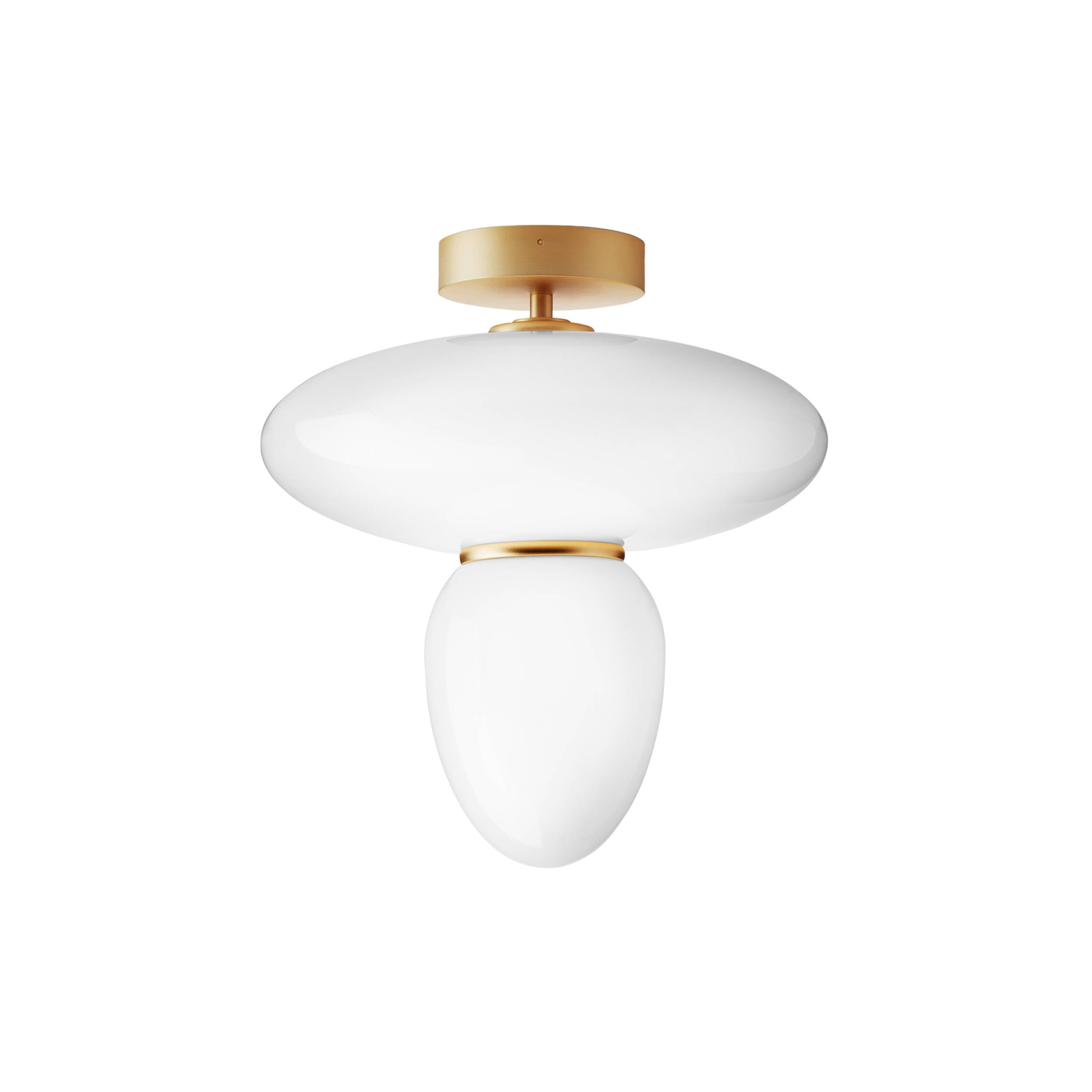 Rizzatto 42 Ceiling Lamp: Satin Brass + Gold
