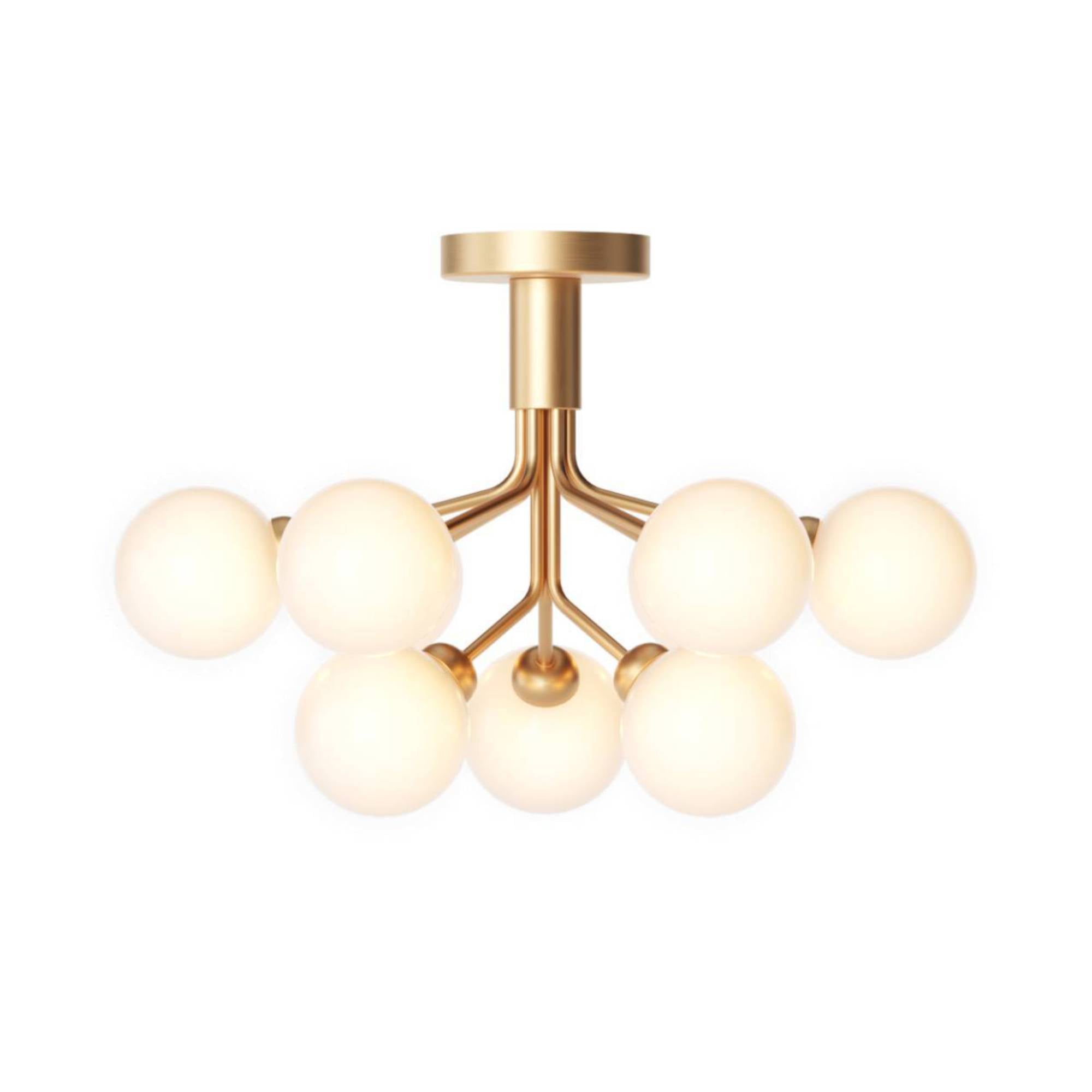 Apiales 9 Ceiling: Brushed Brass + Opal White