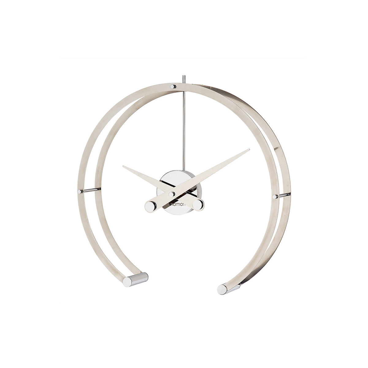 Omega Table Clock: Stainless Steel + Chromed Brass