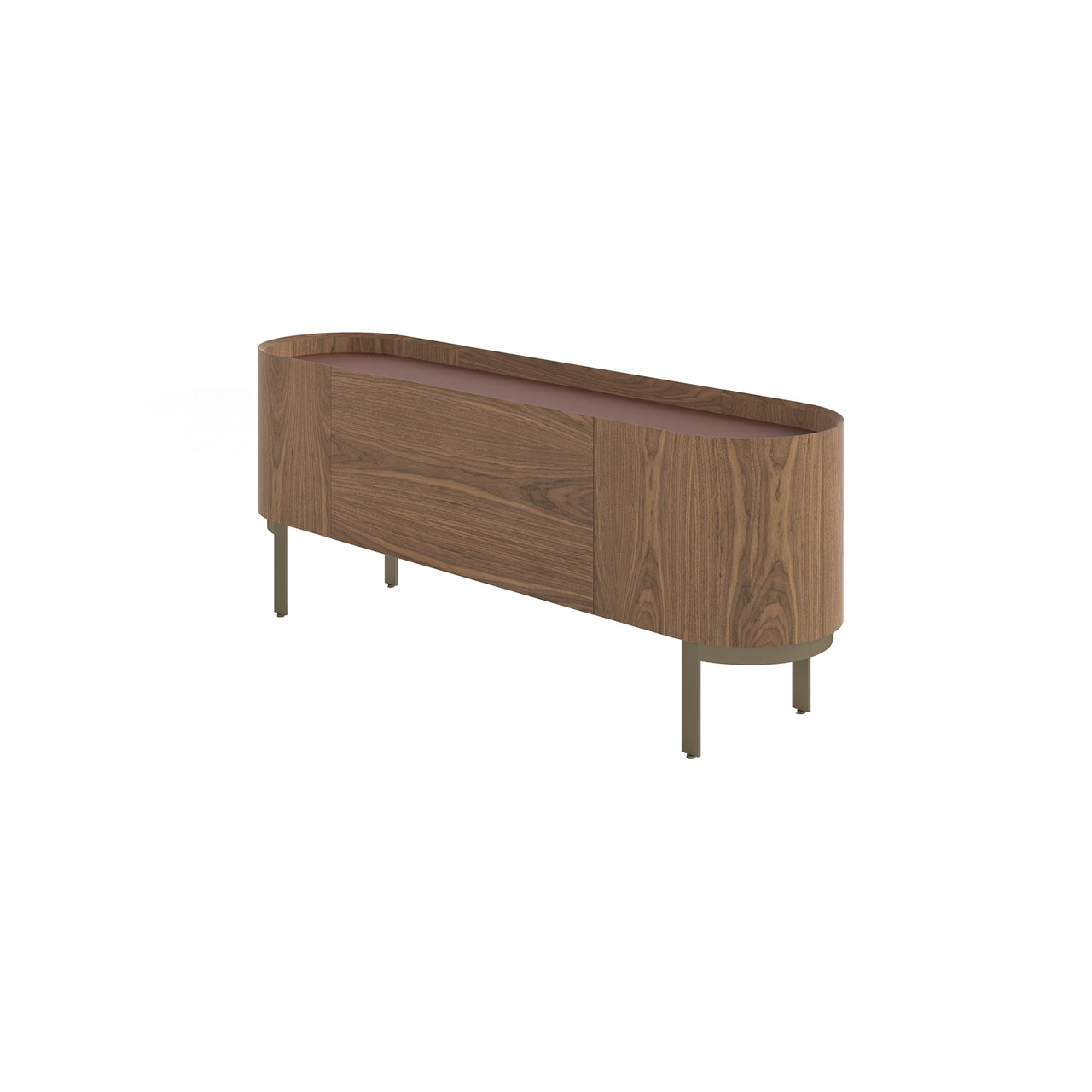 Times Sideboard: Upholstered Top + Walnut Stained Walnut + Bronze