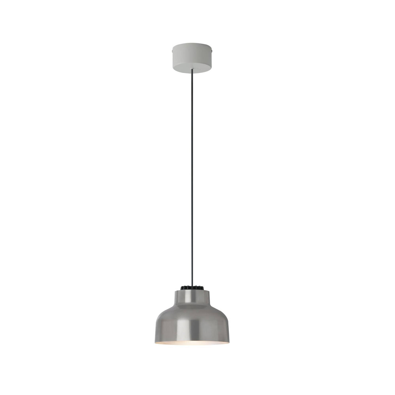 M64 Pendant Lamp: Polished Aluminum + White