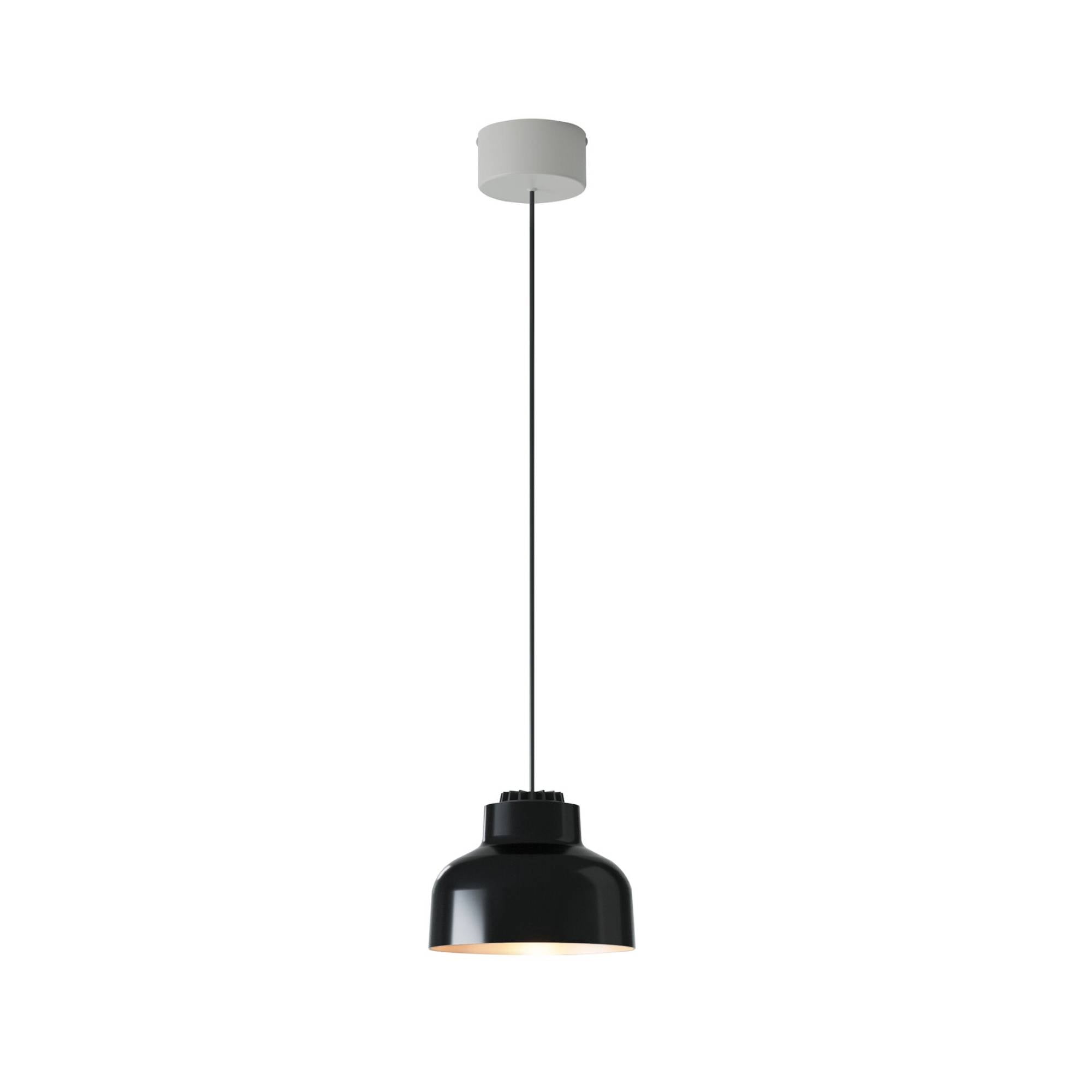 M64 Pendant Lamp: Black Matte Aluminum + White