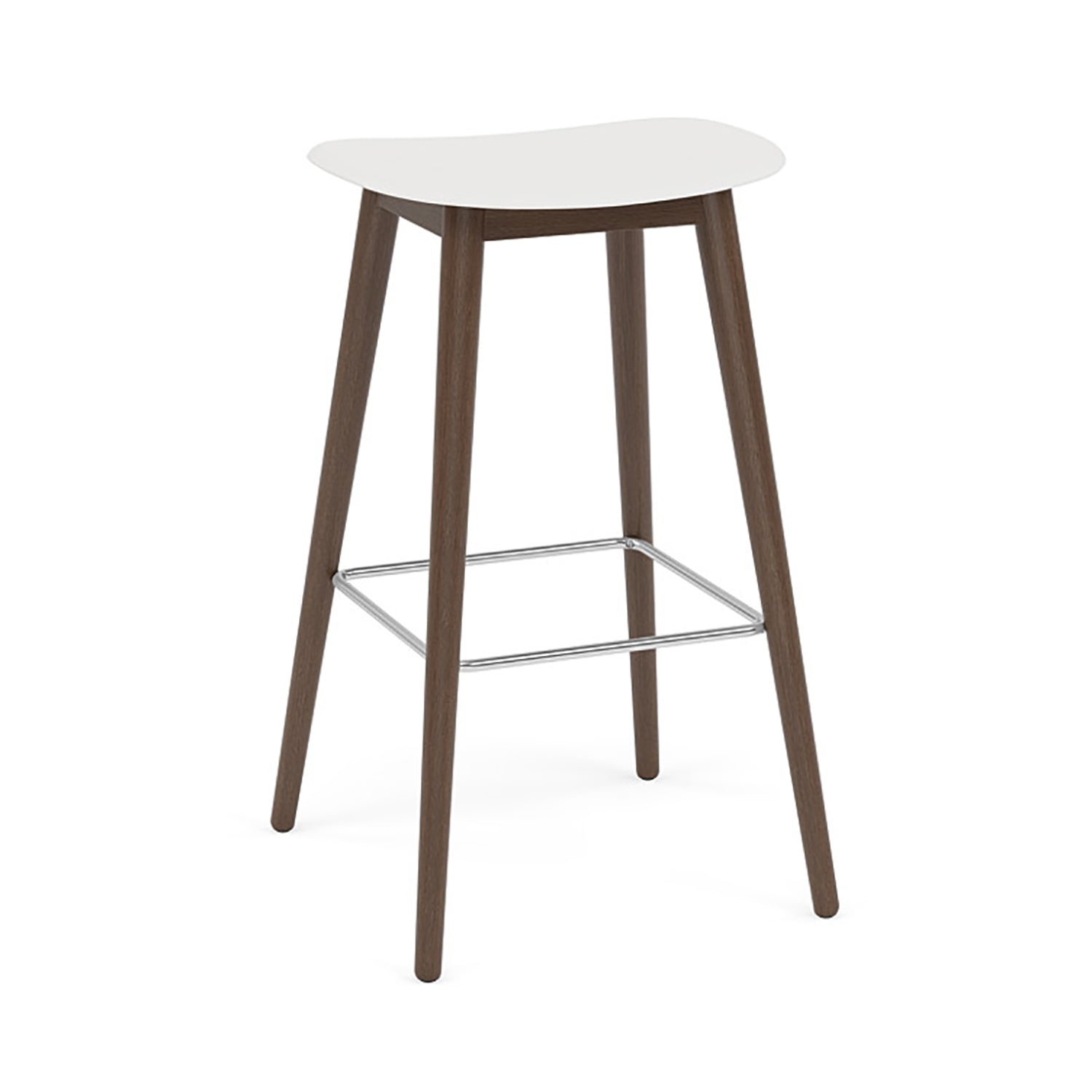 Fiber Bar + Counter Stool: Wood Base + Bar + Stained Dark Brown + Natural White