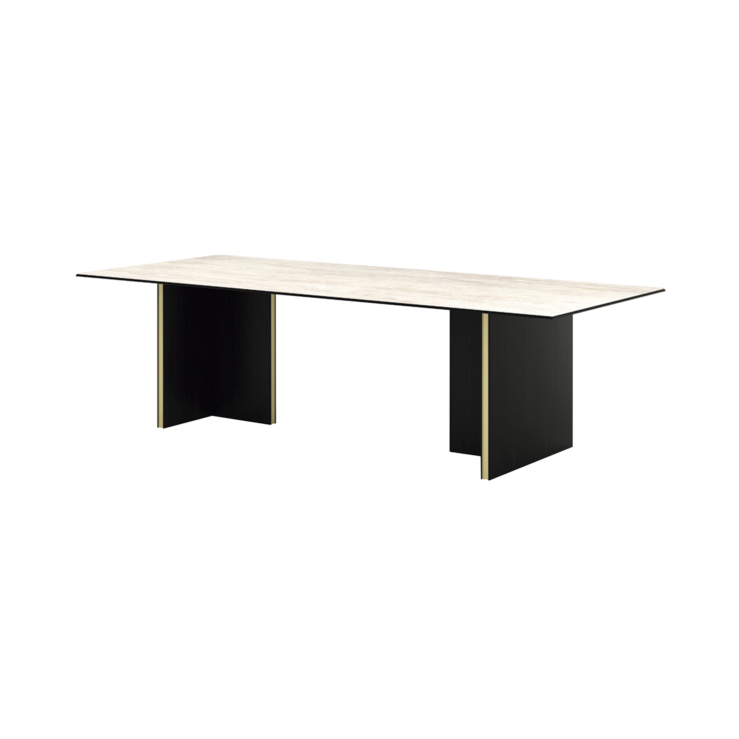 Stockholm Ceramic Table: Medium + Dekton Arga + Ebony Stained Oak + Gold