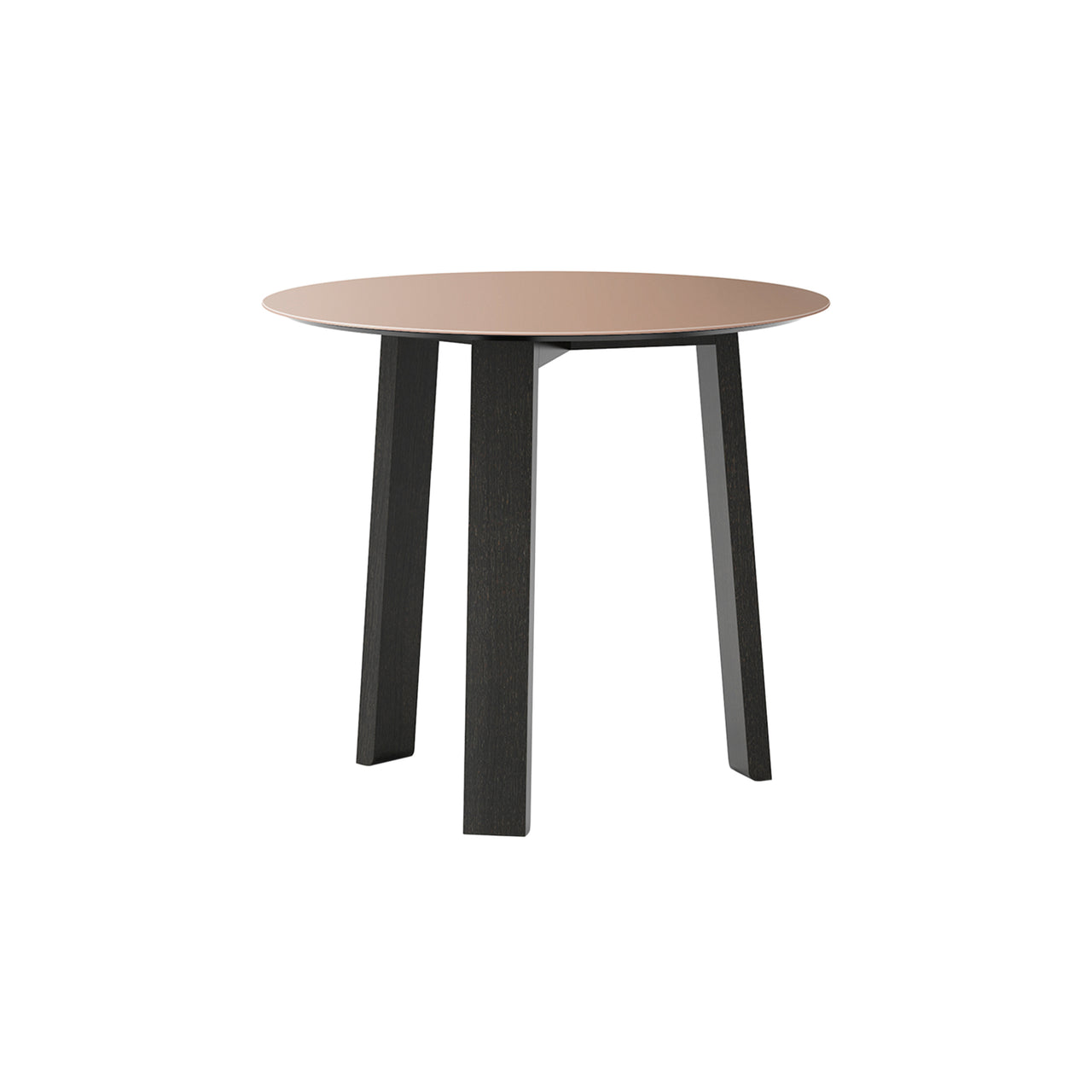 Stockholm Round Side Table: Low + Pale Rose Anodised Aluminum + Dark Grey Stained Oak