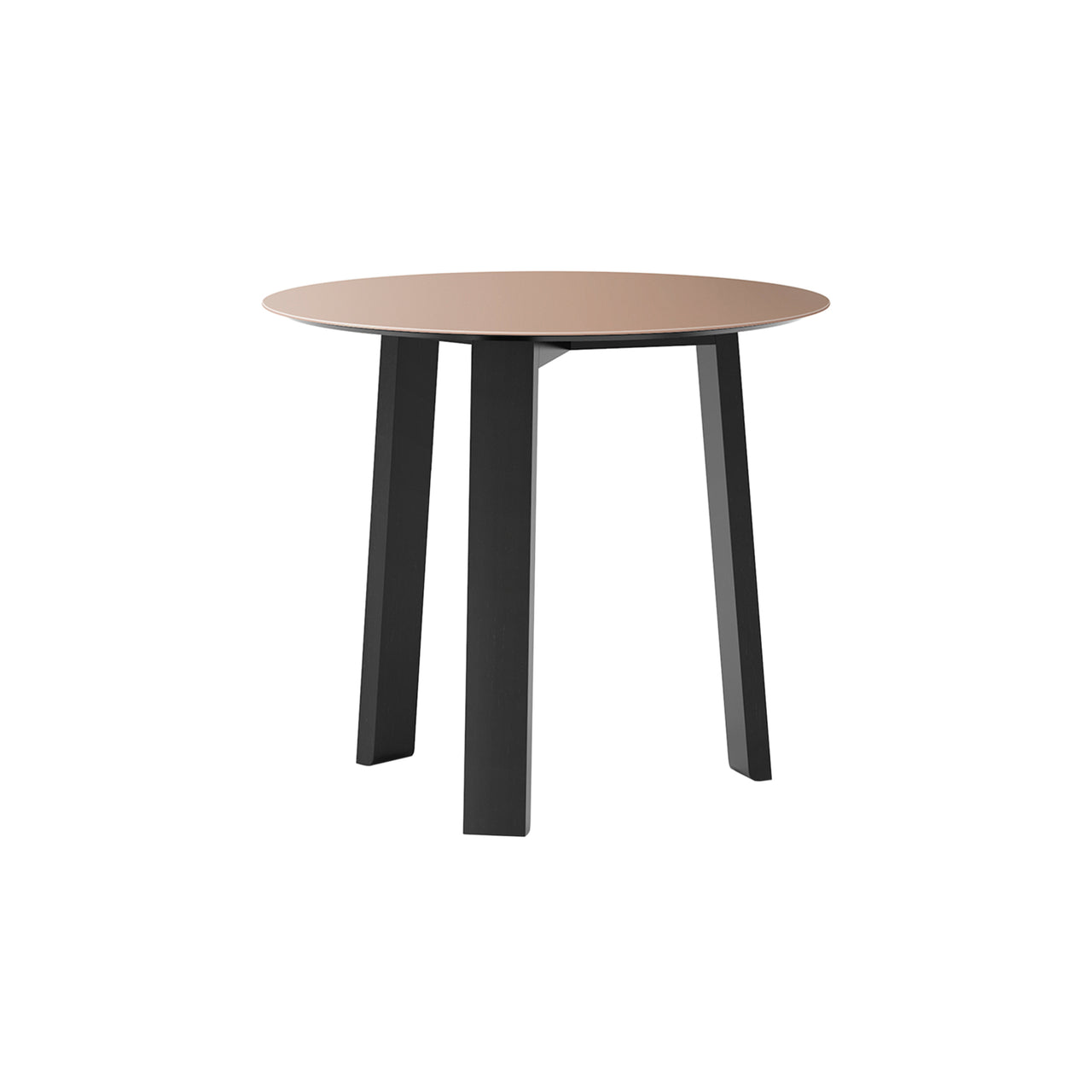 Stockholm Round Side Table: Low + Pale Rose Anodised Aluminum + Ebony Stained Oak