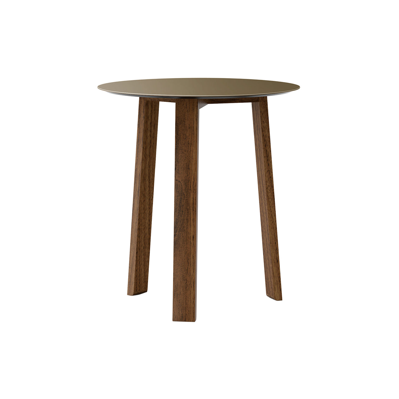 Stockholm Round Side Table: High + Bronze Anodised Aluminum + Walnut Stained Walnut