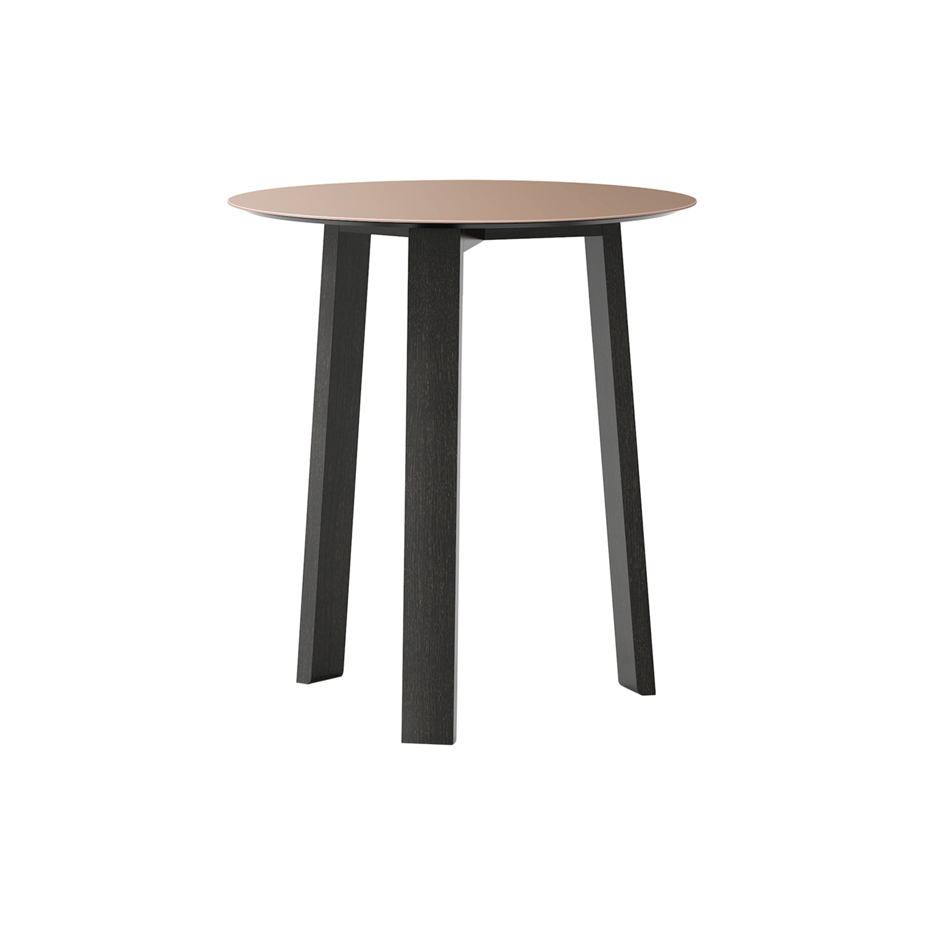 Stockholm Round Side Table: High + Pale Rose Anodised Aluminum + Dark Grey Stained Oak