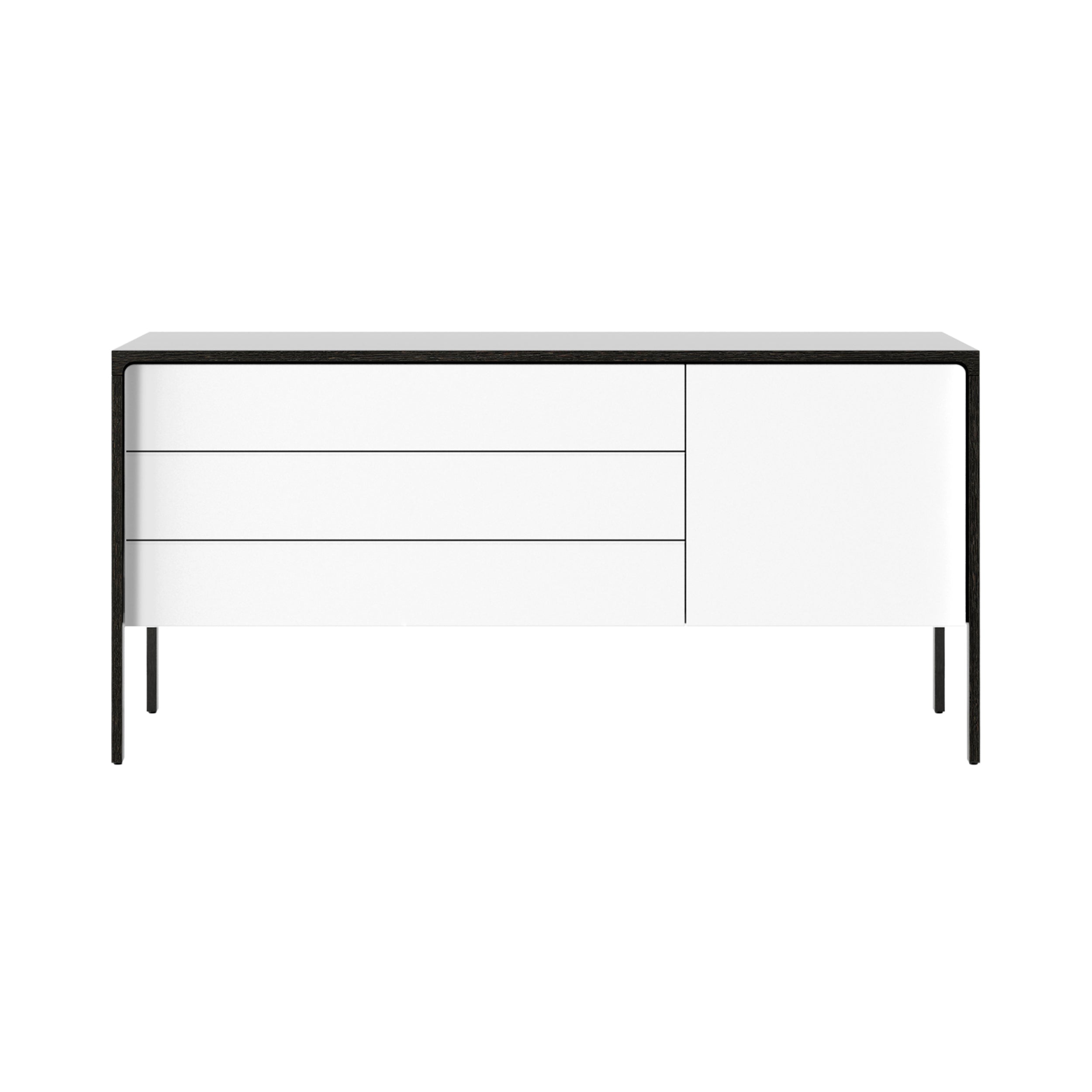 Tactile Sideboard: TAC211 + White Texturised Lacquered + Dark Grey Stained Oak
