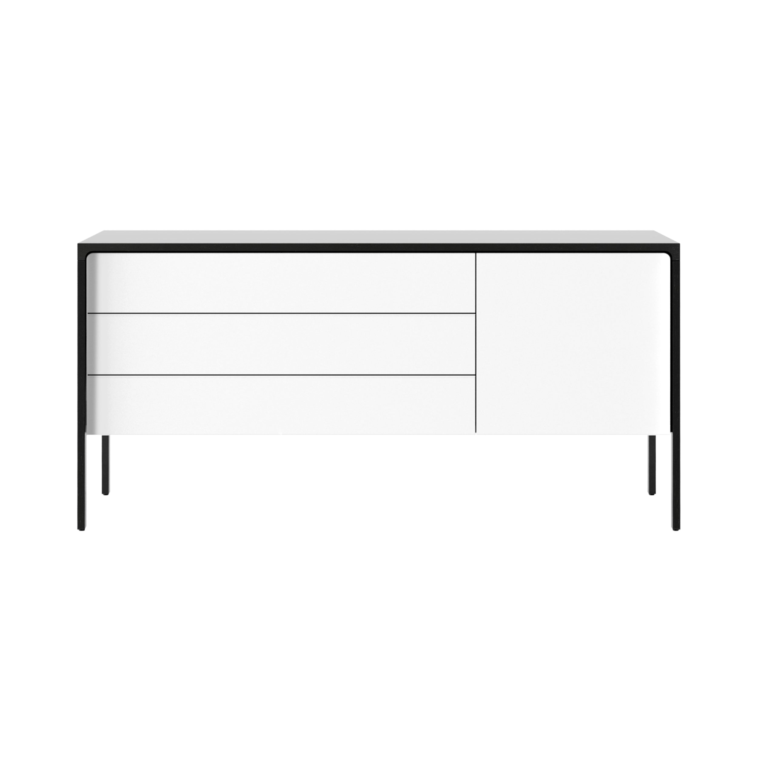 Tactile Sideboard: TAC211 + White Texturised Lacquered + Ebony Stained Oak