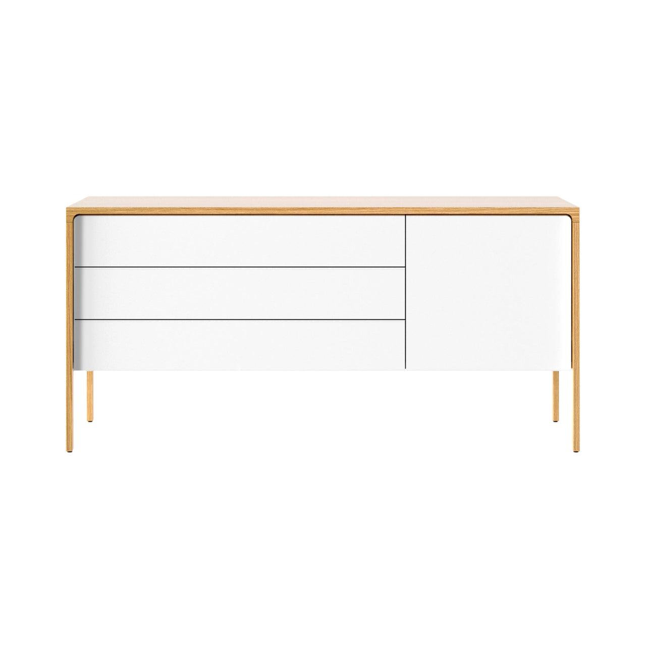 Tactile Sideboard: TAC211 + White Texturised Lacquered + Super-Matt Oak