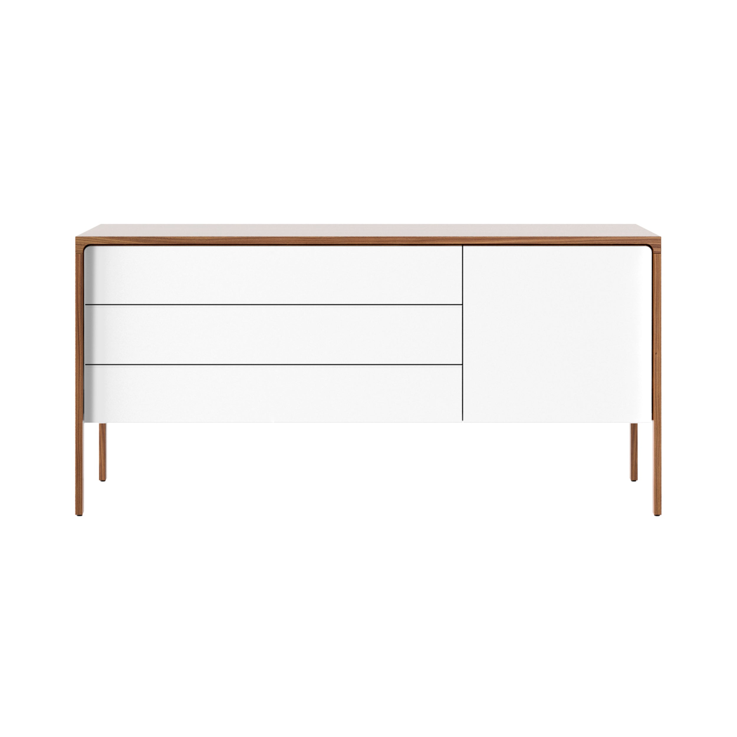 Tactile Sideboard: TAC211 + White Texturised Lacquered + Super-Matt Walnut