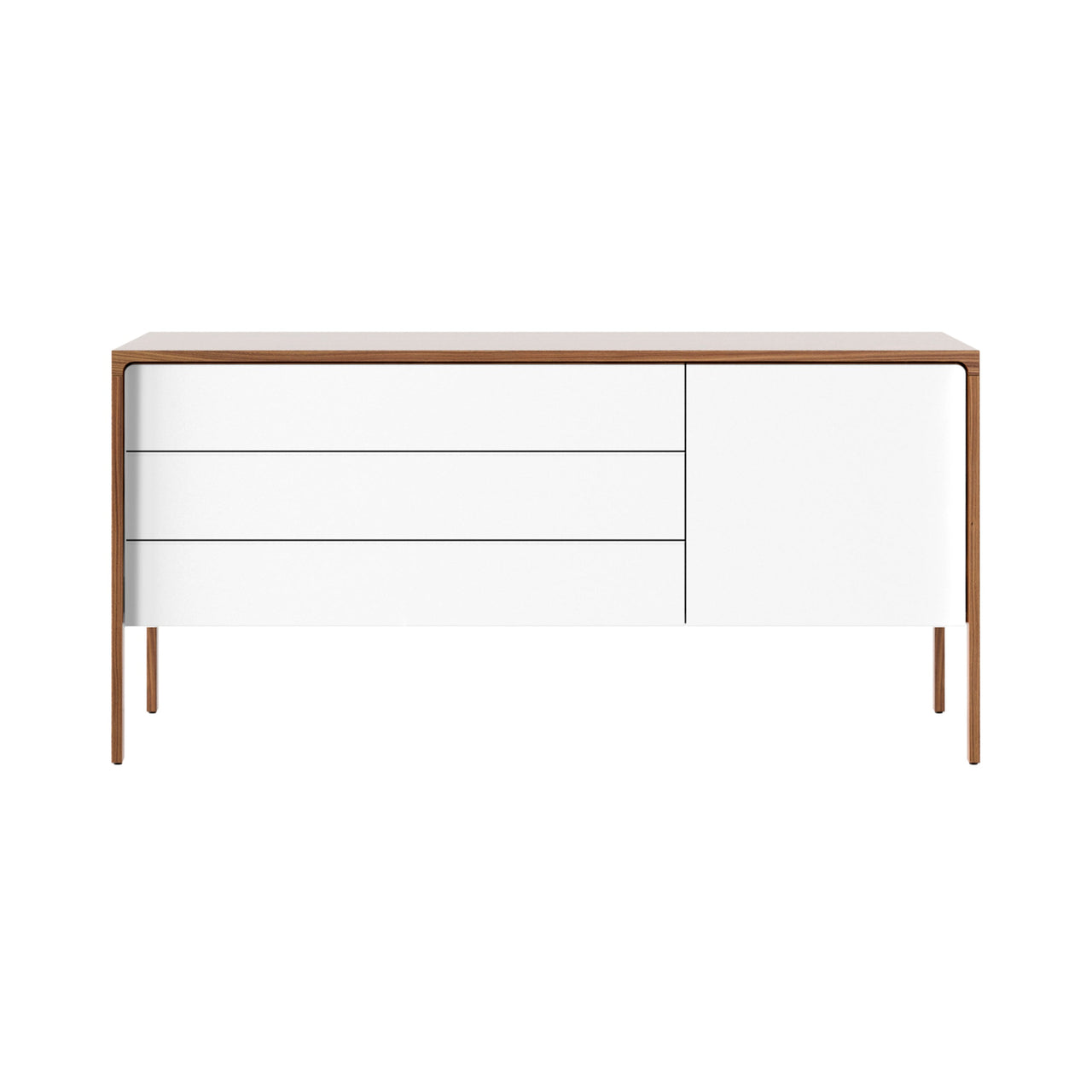 Tactile Sideboard: TAC211 + White Texturised Lacquered + Super-Matt Walnut