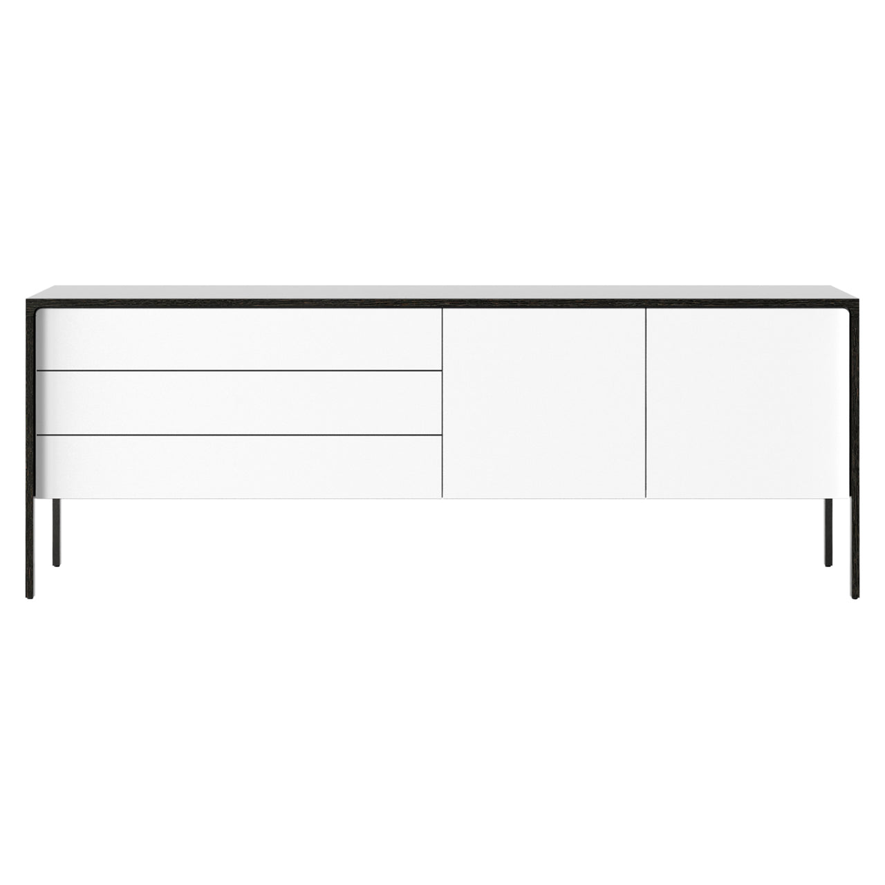Tactile Sideboard: TAC216 + White Texturised Lacquered + Dark Grey Stained Oak