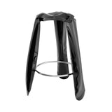 Plopp Bar Stool: Carbon Steel + Black Glossy