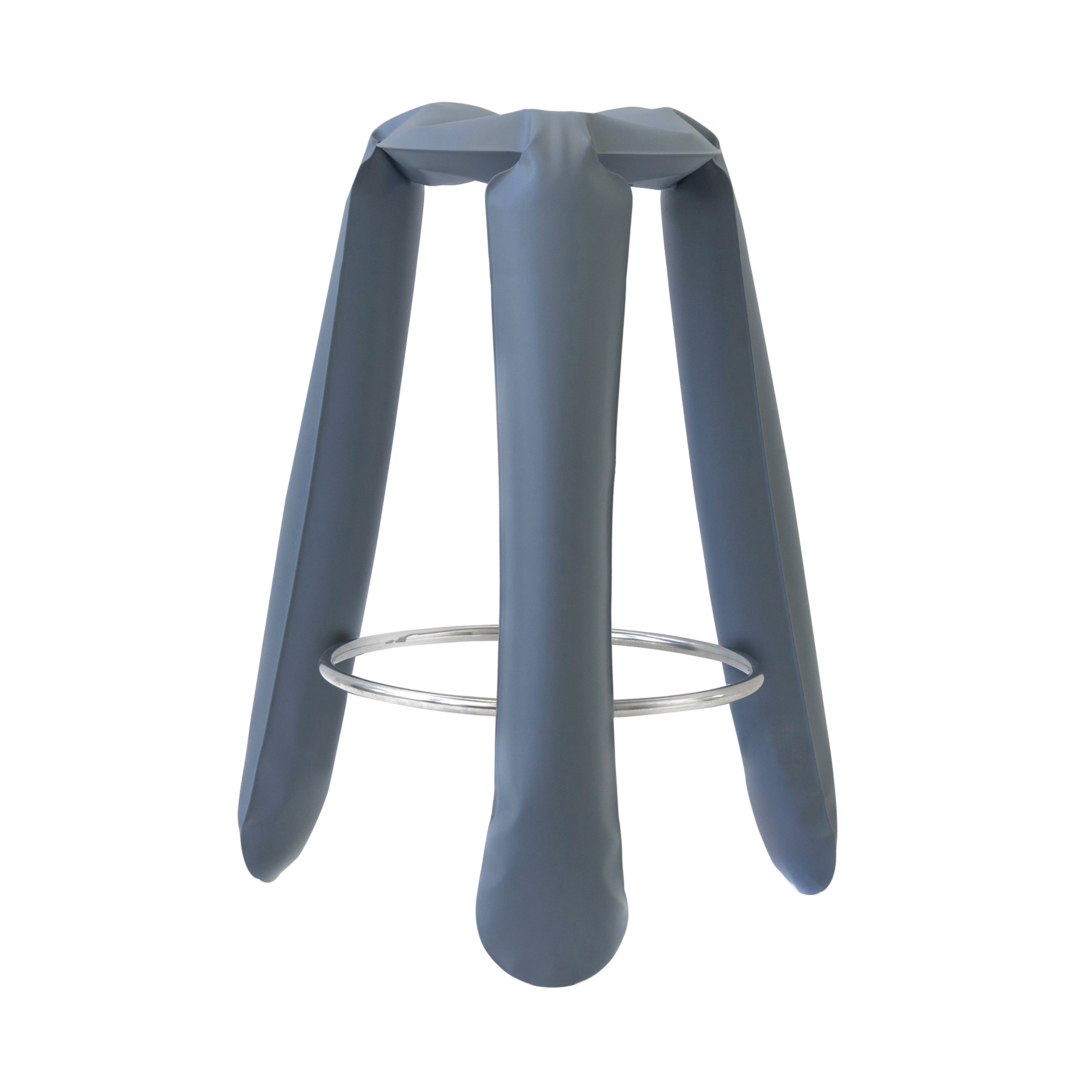 Plopp Bar Stool: Carbon Steel + Blue Grey