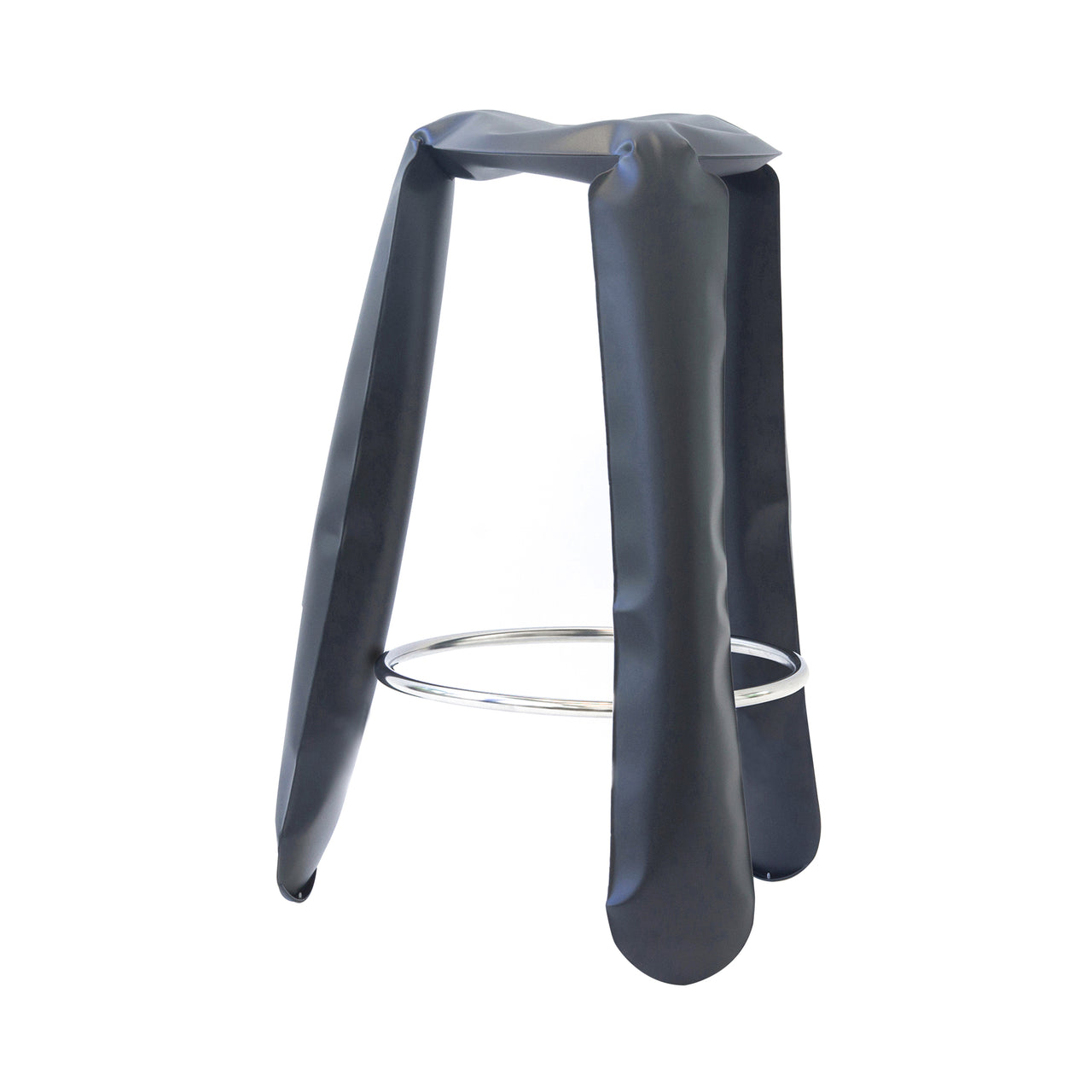 Plopp Bar Stool: Carbon Steel + Graphite Grey