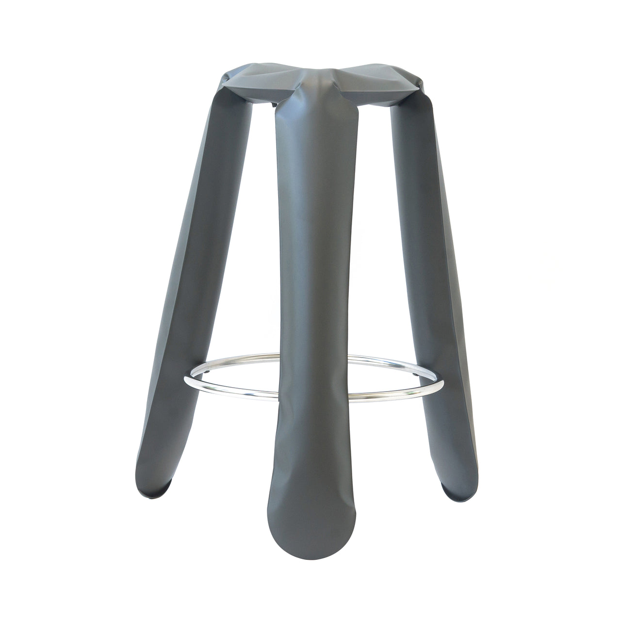 Plopp Bar Stool: Carbon Steel + Umbra Grey