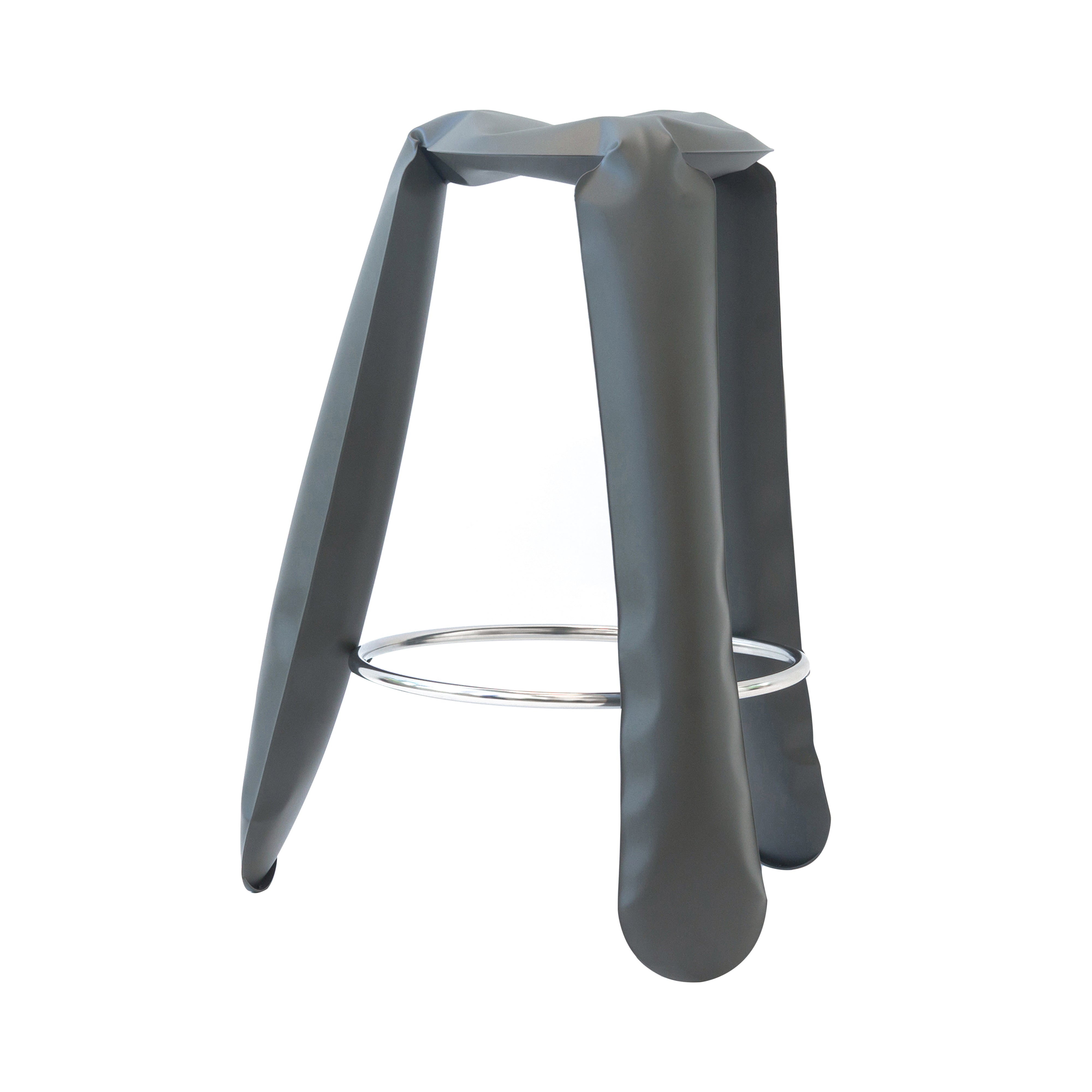 Plopp Bar Stool: Carbon Steel + Umbra Grey