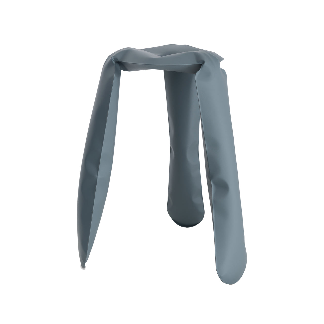 Plopp Kitchen Stool: Blue Grey + Carbon Steel