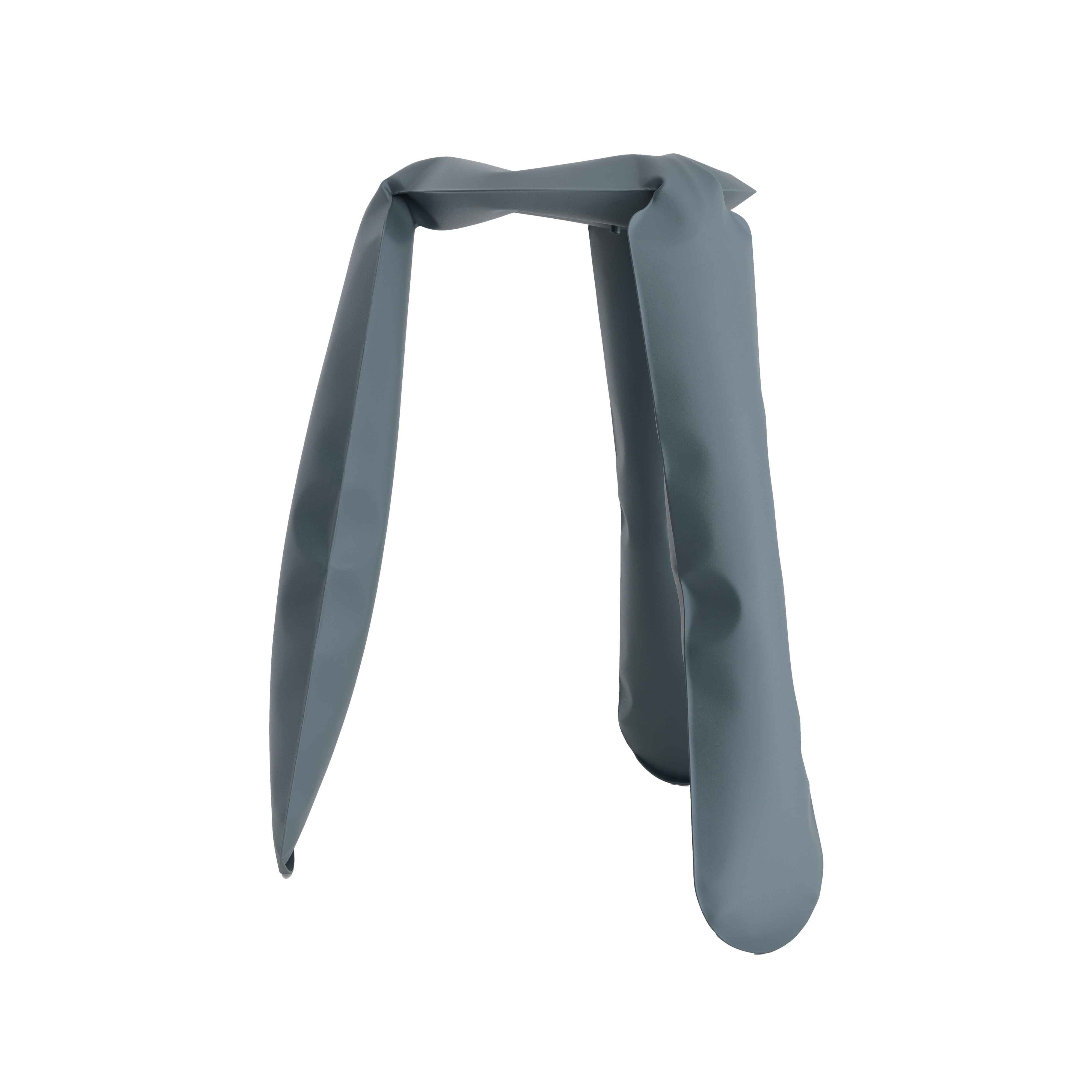 Plopp Kitchen Stool: Blue Grey + Carbon Steel