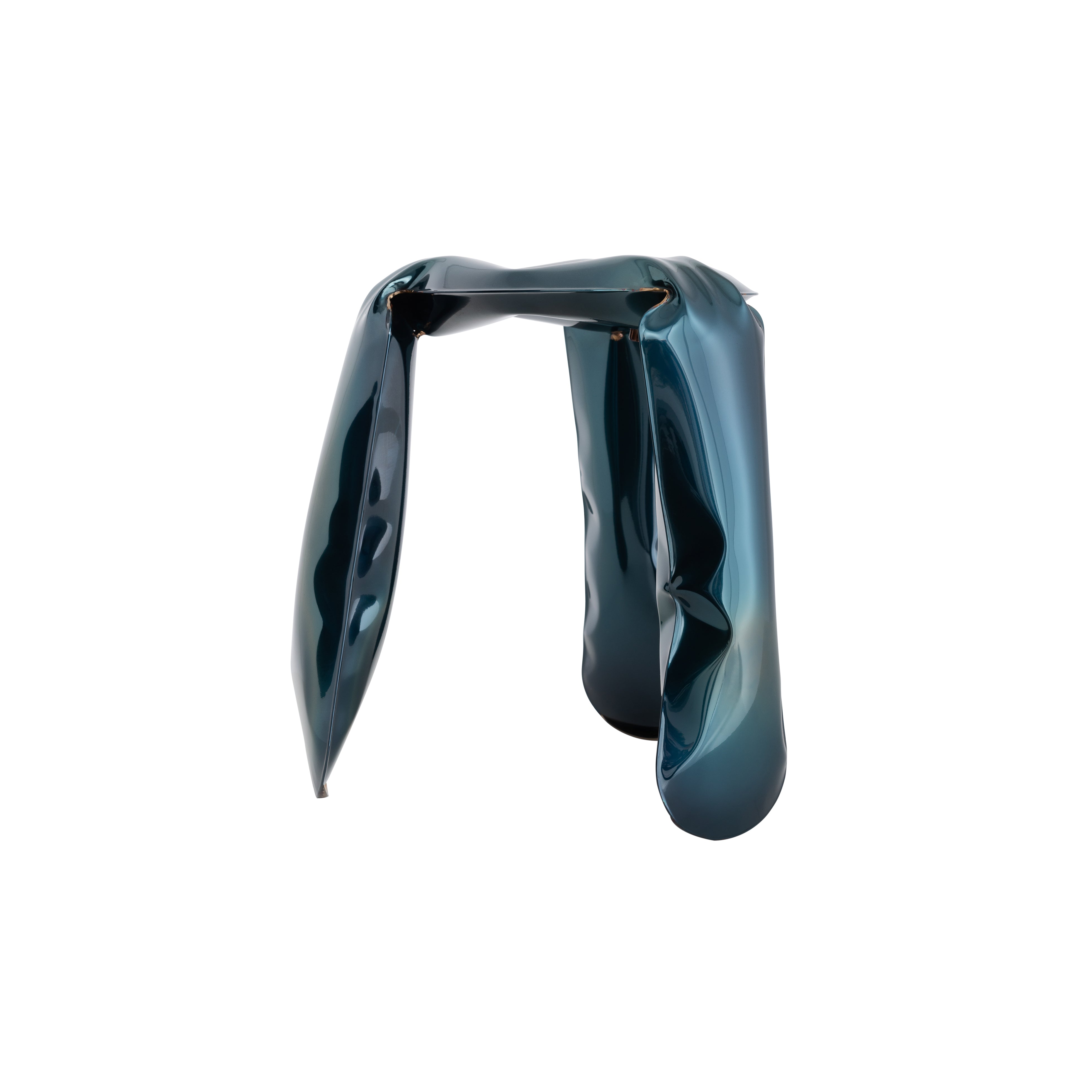 Plopp Metal Mini Footstool: Cosmic Blue Stainless Steel