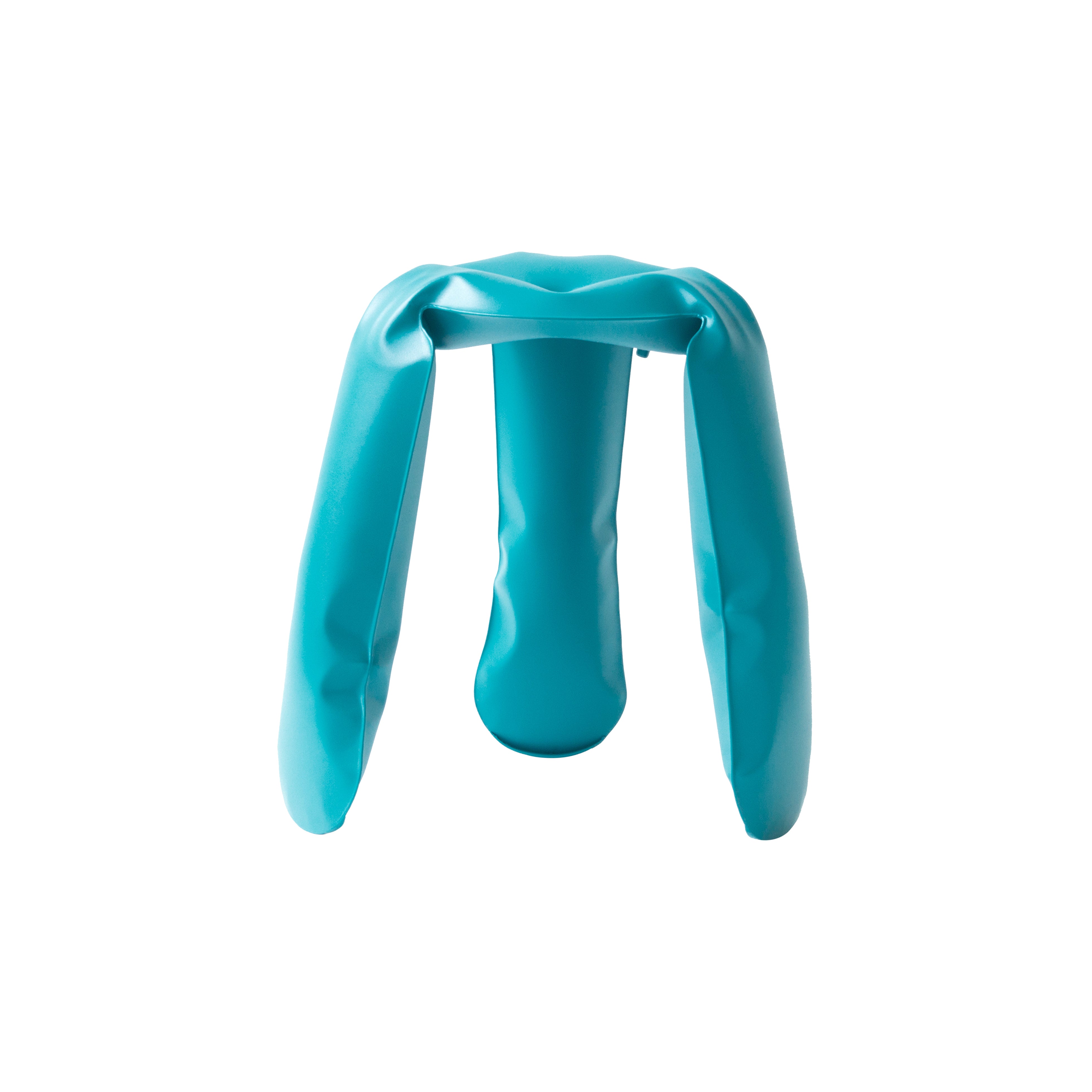 Plopp Metal Mini Footstool: Water Blue Carbon Steel