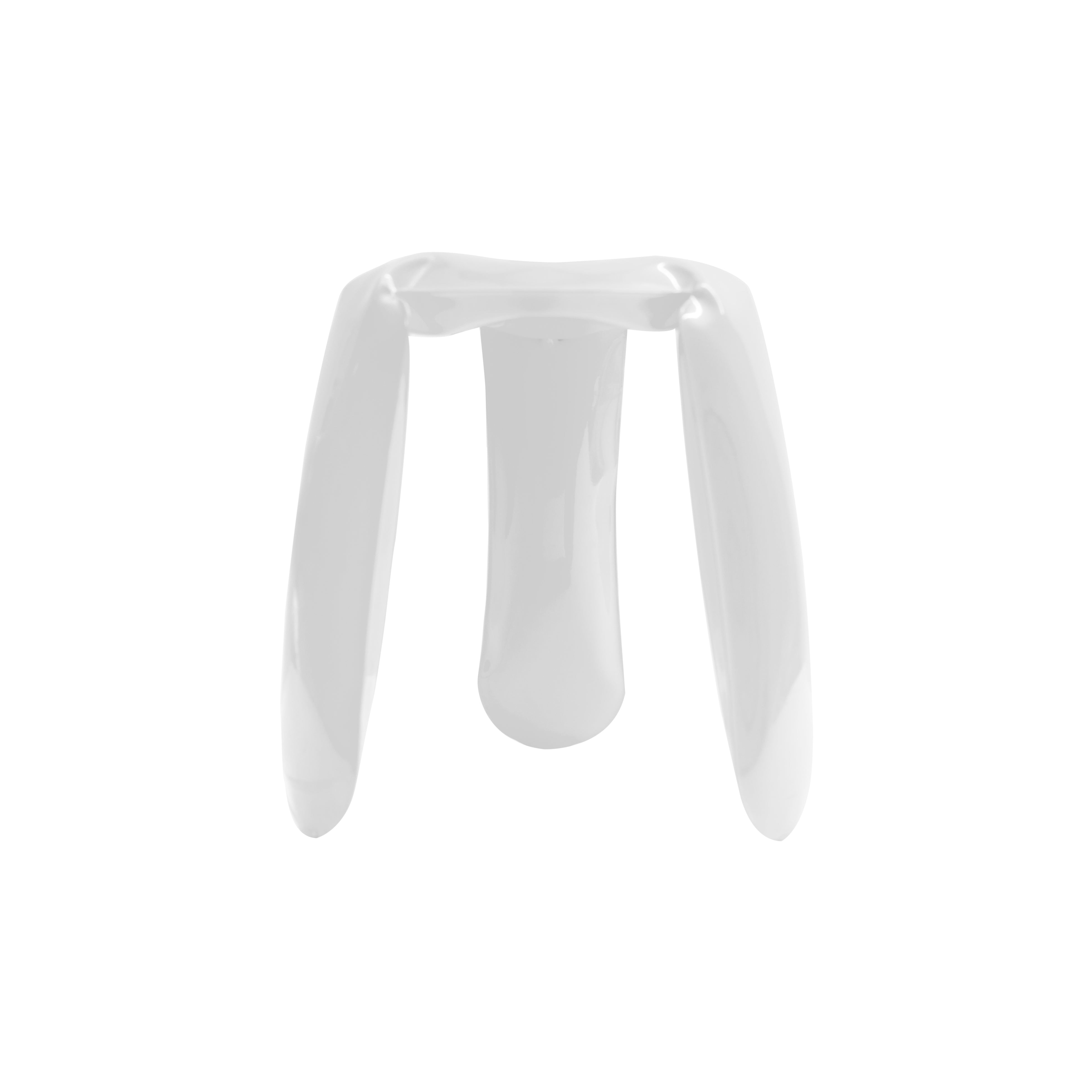 Plopp Metal Mini Footstool: White Glossy Carbon Steel