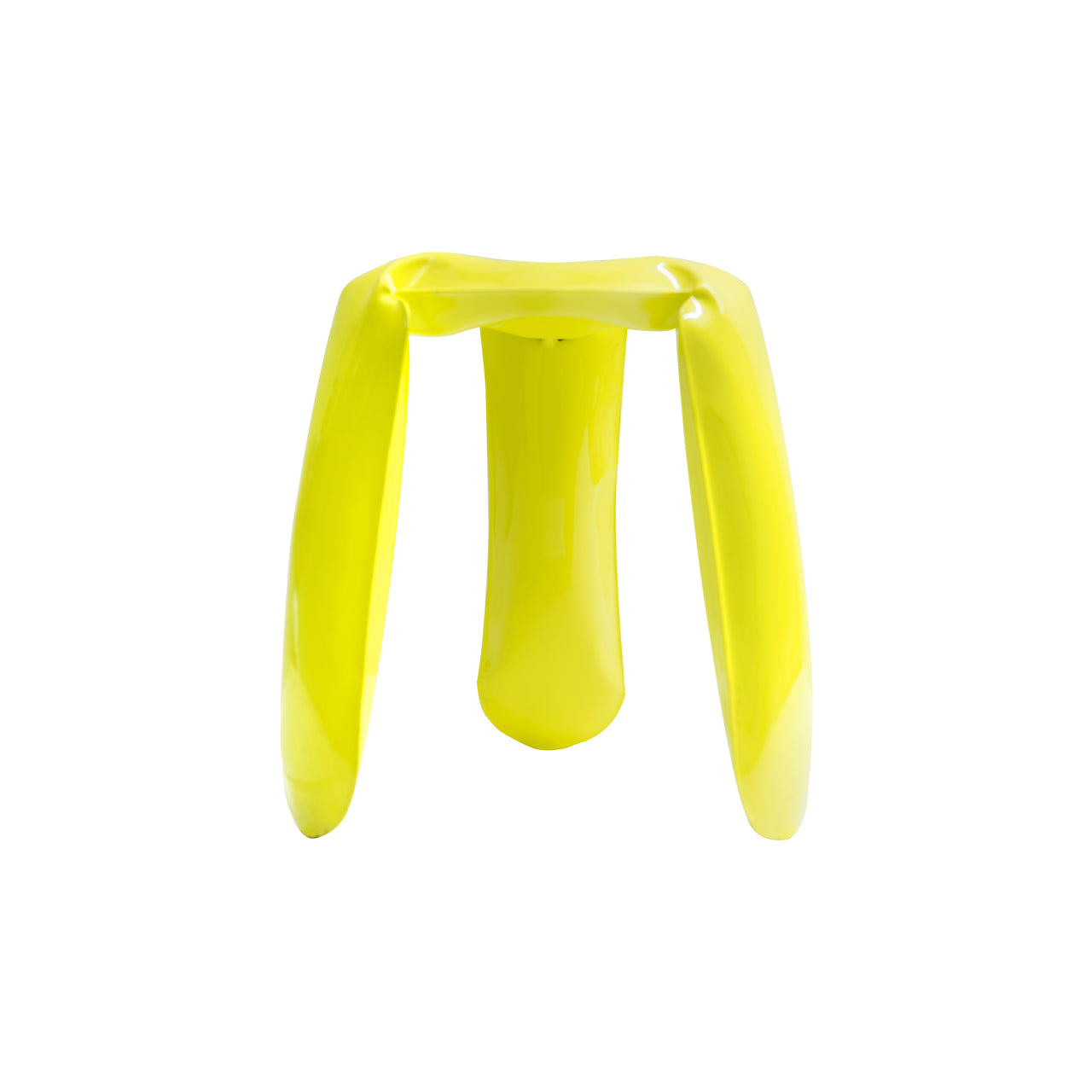 Plopp Metal Mini Footstool:  Yellow Glossy Carbon Steel
